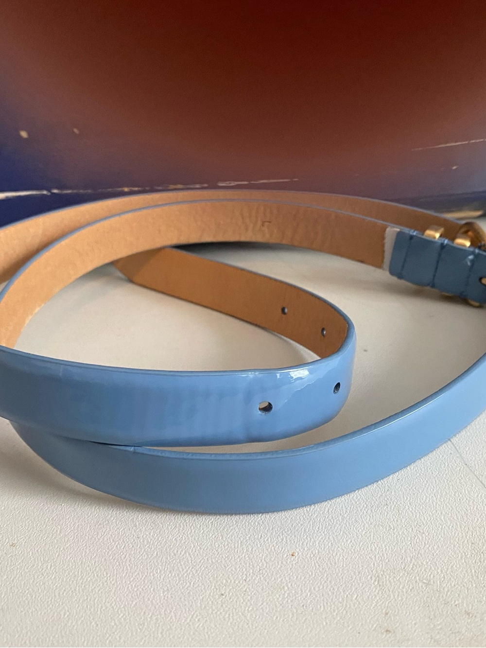 J. Crew Light Blue Patent Skinny Belt